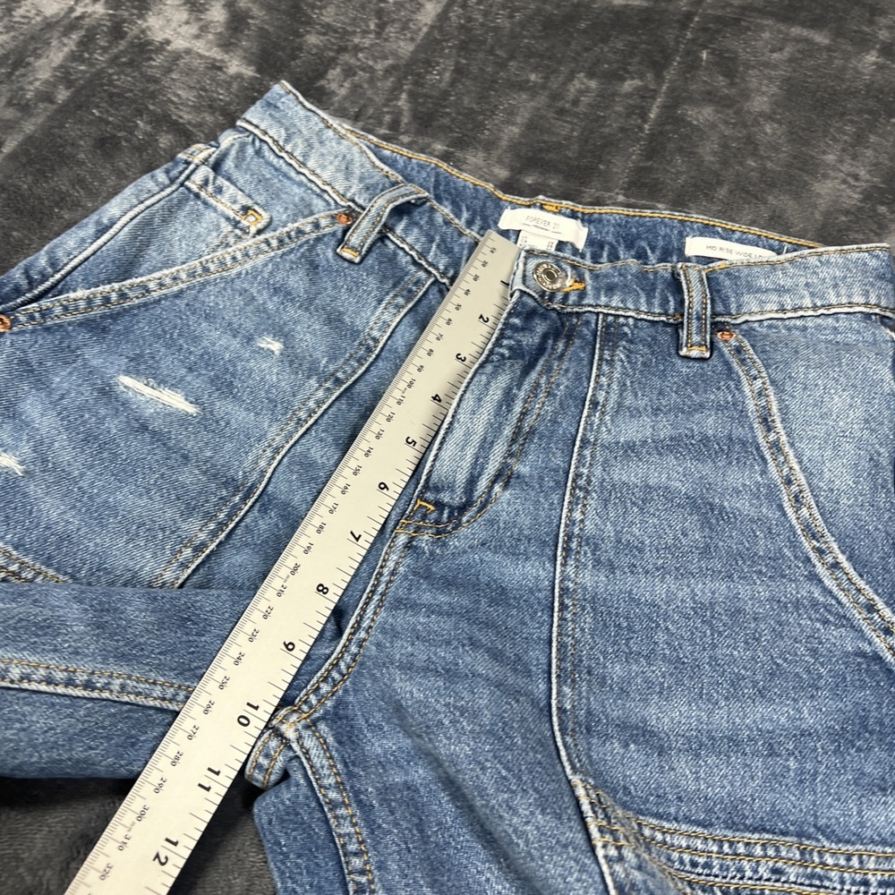 Forever 21 Retro Flare Jeans Womens Size 25x28 Blue Denim Mid Rise hippie hipste - Picture 8 of 13